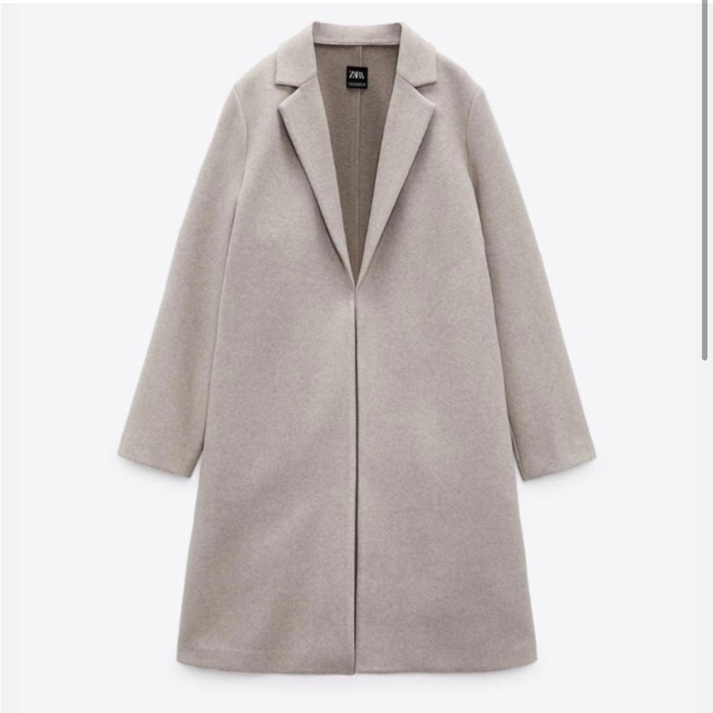 Zara Lapel Long Coat - Heather Grey